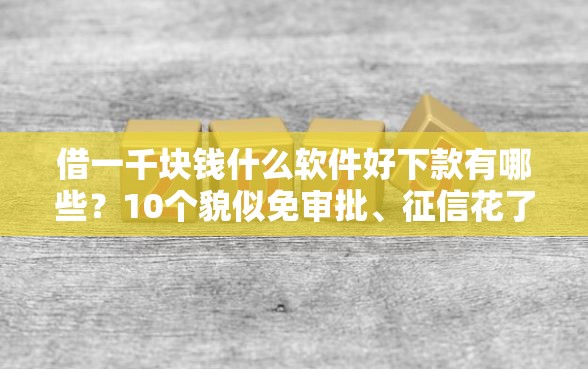 借一千块钱什么软件好下款有哪些？10个貌似免审批、征信花了能网贷的软件合集