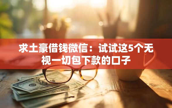 求土豪借钱微信：试试这5个无视一切包下款的口子