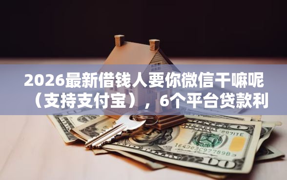 2026最新借钱人要你微信干嘛呢（支持支付宝），6个平台贷款利息低无私分享