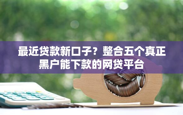 最近贷款新口子？整合五个真正黑户能下款的网贷平台