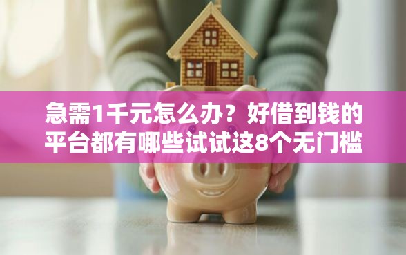 急需1千元怎么办？好借到钱的平台都有哪些试试这8个无门槛平台