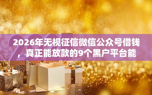 2026年无视征信微信公众号借钱，真正能放款的9个黑户平台能借到钱的推荐
