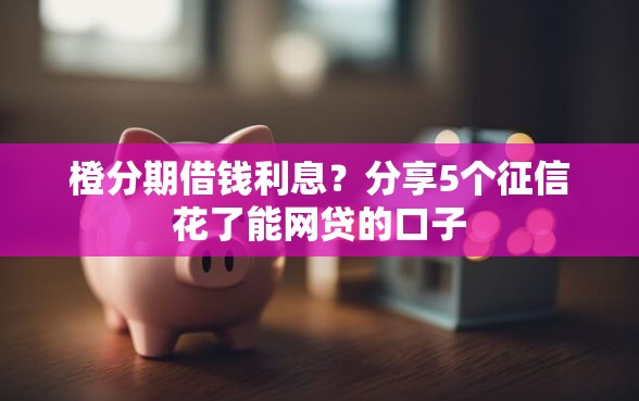 橙分期借钱利息？分享5个征信花了能网贷的口子