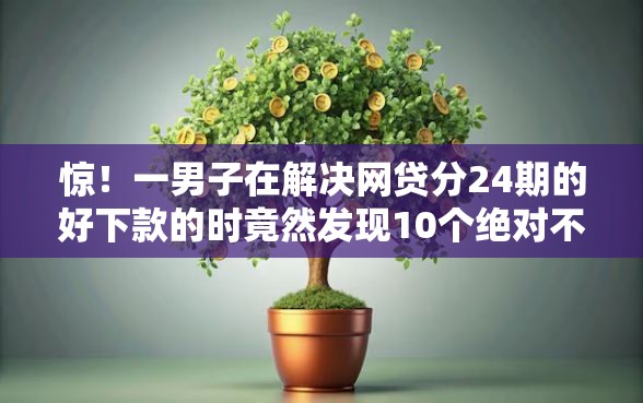 惊！一男子在解决网贷分24期的好下款的时竟然发现10个绝对不上征信的贷款平台，事后分享了出来