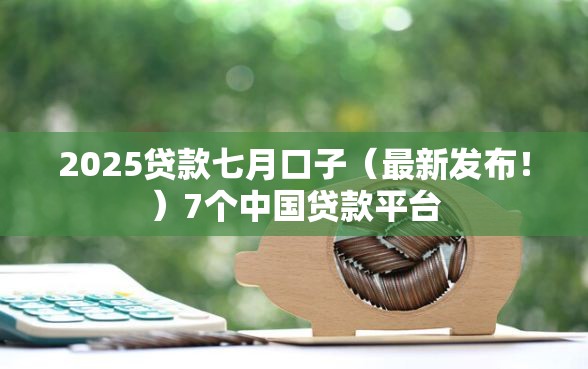 2025贷款七月口子（最新发布！）7个中国贷款平台