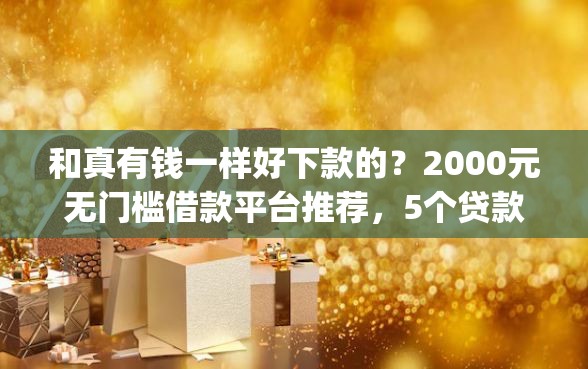 和真有钱一样好下款的？2000元无门槛借款平台推荐，5个贷款不上诚信平台的app盘点