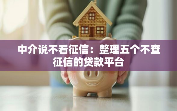中介说不看征信：整理五个不查征信的贷款平台