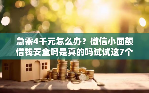 急需4千元怎么办？微信小面额借钱安全吗是真的吗试试这7个无门槛平台