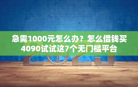 急需1000元怎么办？怎么借钱买4090试试这7个无门槛平台