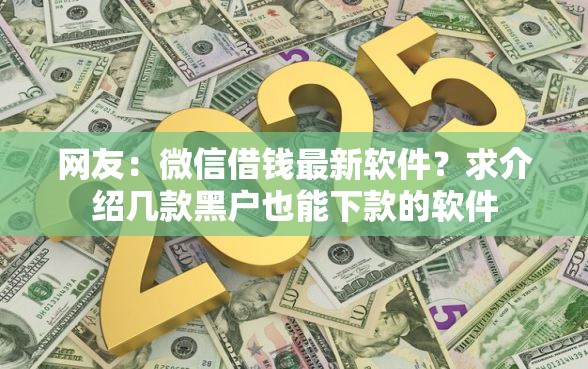 网友：微信借钱最新软件？求介绍几款黑户也能下款的软件