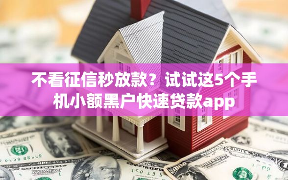 不看征信秒放款？试试这5个手机小额黑户快速贷款app