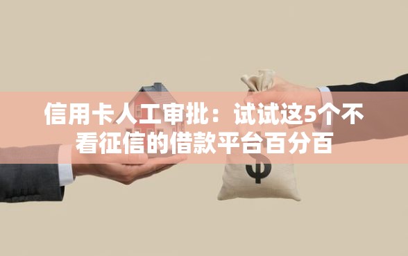 信用卡人工审批：试试这5个不看征信的借款平台百分百