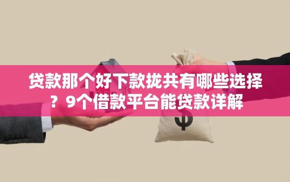 贷款那个好下款拢共有哪些选择？9个借款平台能贷款详解
