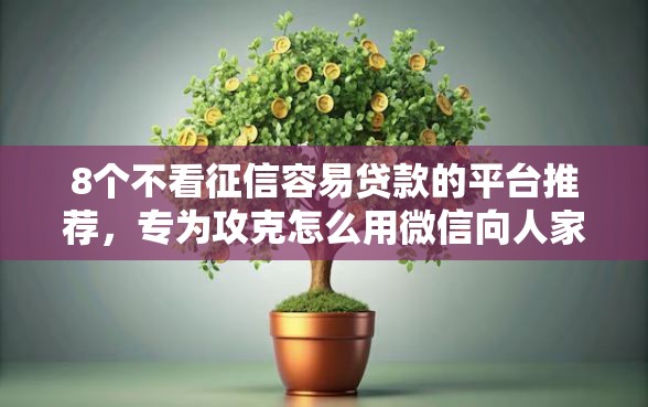 8个不看征信容易贷款的平台推荐，专为攻克怎么用微信向人家借钱呢难题