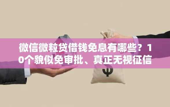 微信微粒贷借钱免息有哪些？10个貌似免审批、真正无视征信黑白100%秒下网贷合集