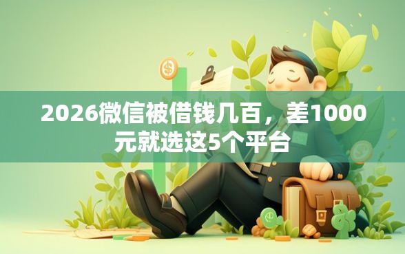 2026微信被借钱几百，差1000元就选这5个平台