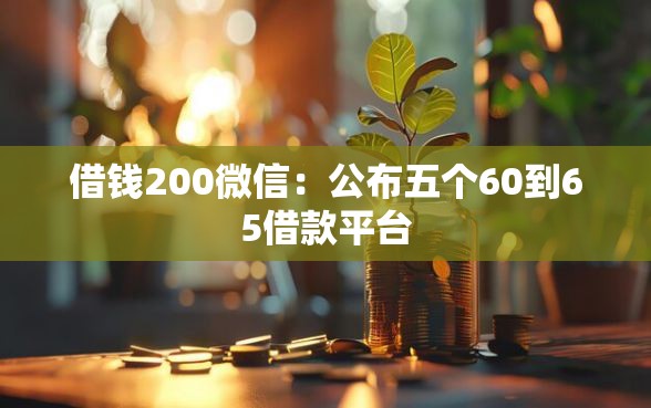 借钱200微信：公布五个60到65借款平台