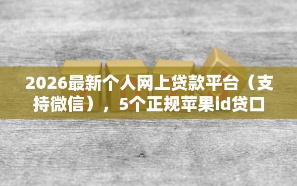 2026最新个人网上贷款平台（支持微信），5个正规苹果id贷口子无私分享