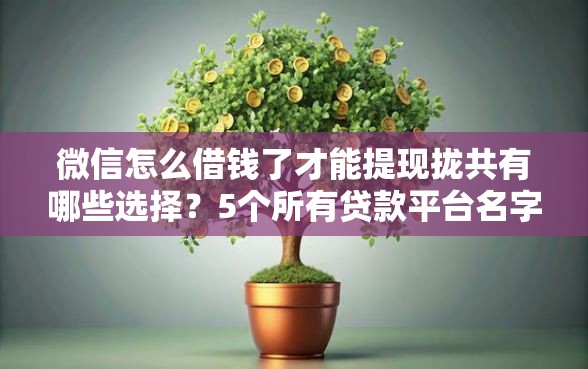 微信怎么借钱了才能提现拢共有哪些选择？5个所有贷款平台名字大全详解