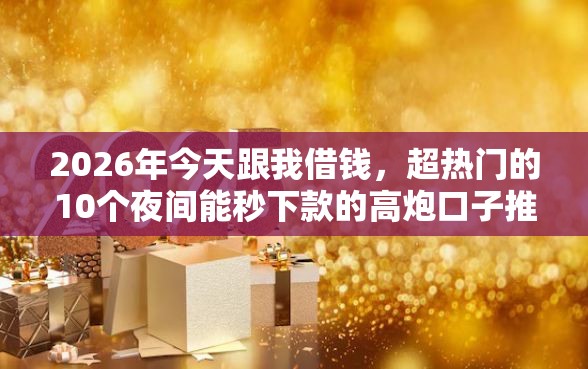 2026年今天跟我借钱，超热门的10个夜间能秒下款的高炮口子推荐