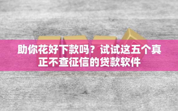 助你花好下款吗？试试这五个真正不查征信的贷款软件