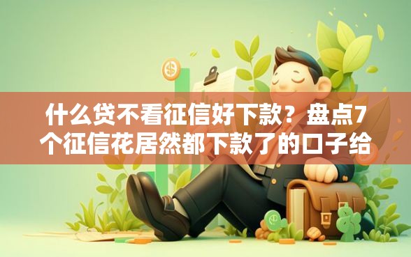 什么贷不看征信好下款？盘点7个征信花居然都下款了的口子给你参考