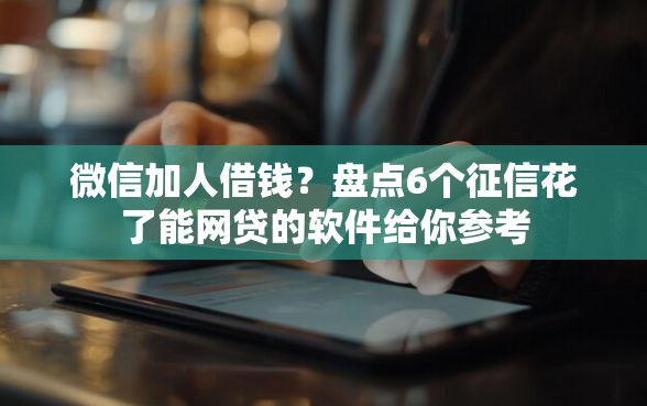 微信加人借钱？盘点6个征信花了能网贷的软件给你参考