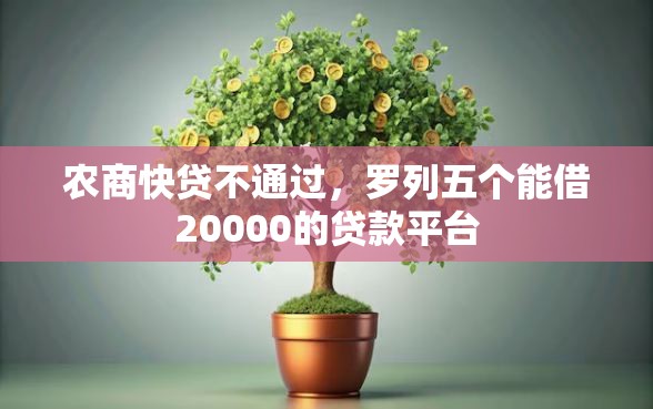 农商快贷不通过，罗列五个能借20000的贷款平台