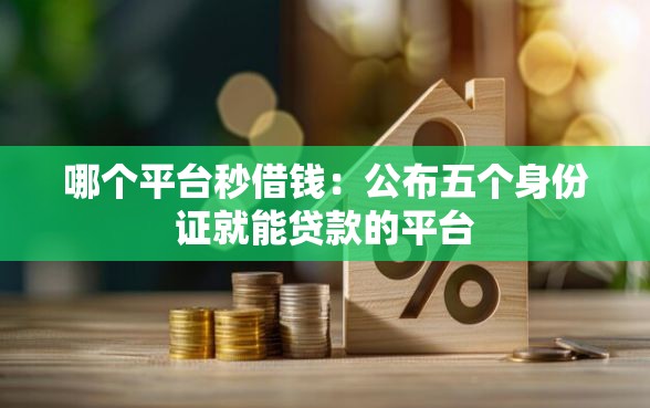 哪个平台秒借钱：公布五个身份证就能贷款的平台