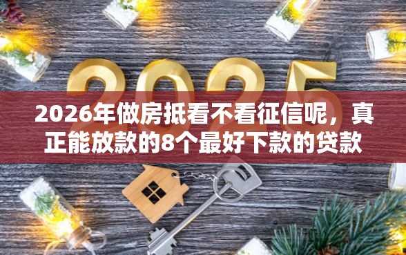 2026年做房抵看不看征信呢，真正能放款的8个最好下款的贷款平台推荐