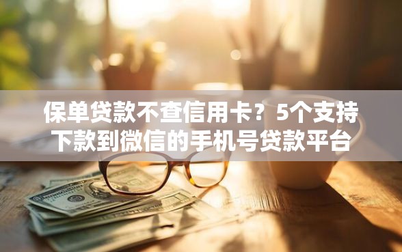 保单贷款不查信用卡？5个支持下款到微信的手机号贷款平台
