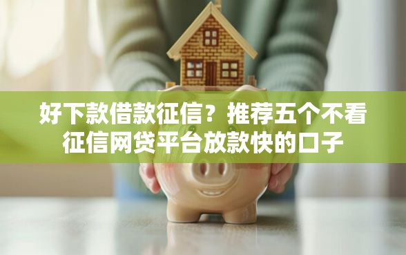 好下款借款征信？推荐五个不看征信网贷平台放款快的口子
