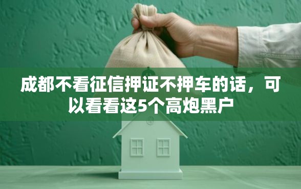 成都不看征信押证不押车的话，可以看看这5个高炮黑户
