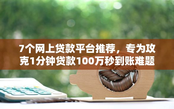 7个网上贷款平台推荐，专为攻克1分钟贷款100万秒到账难题