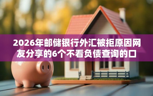 2026年邮储银行外汇被拒原因网友分享的6个不看负债查询的口子我觉得不错！
