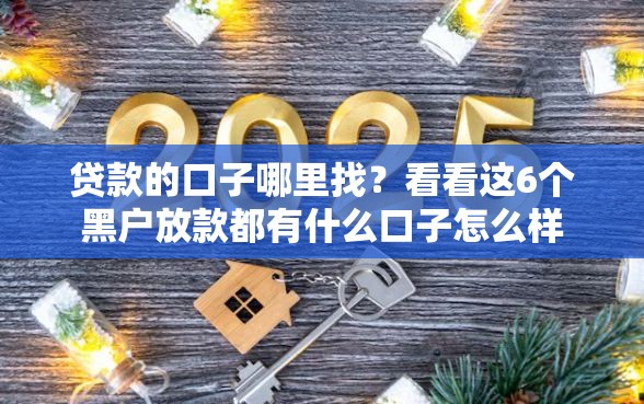 贷款的口子哪里找？看看这6个黑户放款都有什么口子怎么样