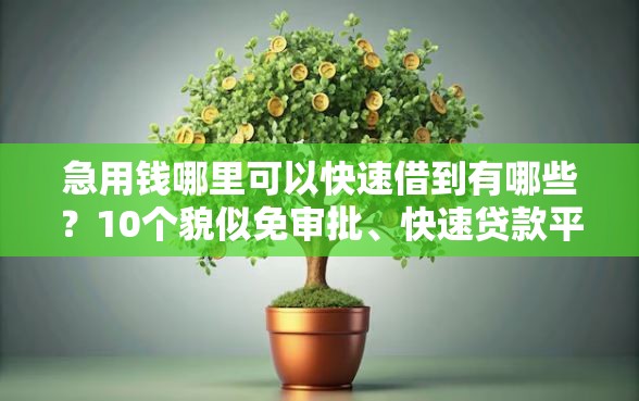 急用钱哪里可以快速借到有哪些？10个貌似免审批、快速贷款平台合集