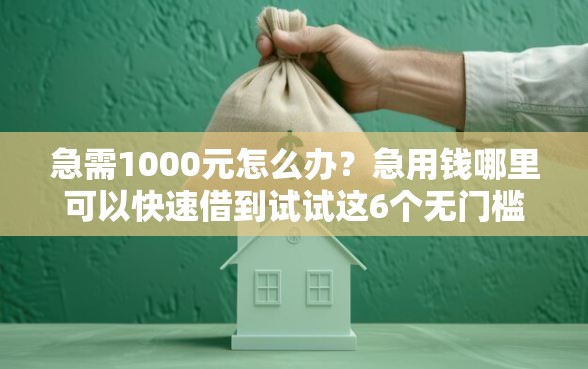 急需1000元怎么办？急用钱哪里可以快速借到试试这6个无门槛平台