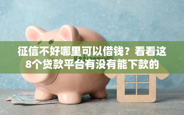 征信不好哪里可以借钱？看看这8个贷款平台有没有能下款的