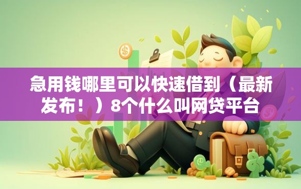 急用钱哪里可以快速借到（最新发布！）8个什么叫网贷平台
