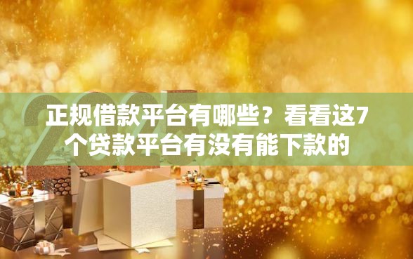 正规借款平台有哪些？看看这7个贷款平台有没有能下款的