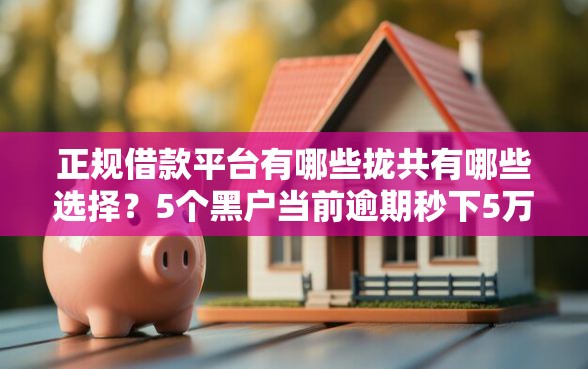 正规借款平台有哪些拢共有哪些选择？5个黑户当前逾期秒下5万平台详解