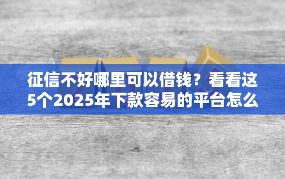 征信不好哪里可以借钱？看看这5个2025年下款容易的平台怎么样
