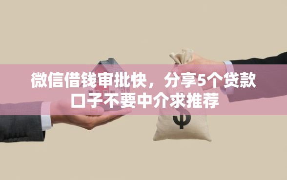 微信借钱审批快，分享5个贷款口子不要中介求推荐