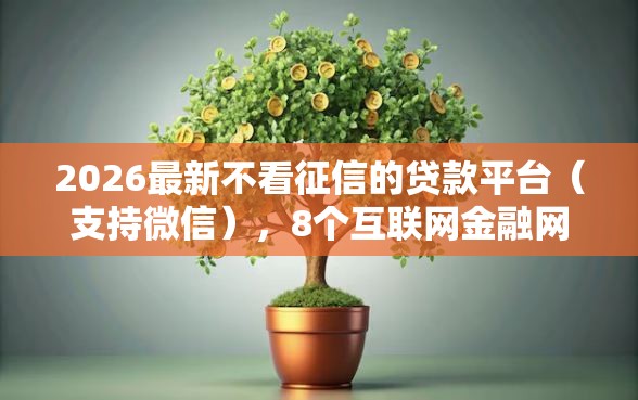 2026最新不看征信的贷款平台（支持微信），8个互联网金融网贷平台无私分享