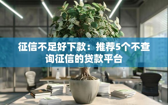 征信不足好下款：推荐5个不查询征信的贷款平台