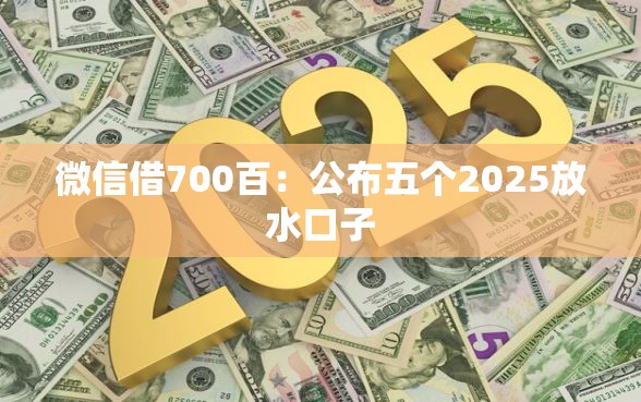 微信借700百：公布五个2025放水口子