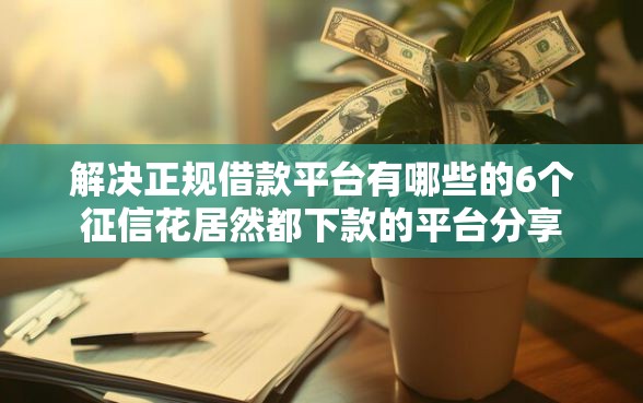 解决正规借款平台有哪些的6个征信花居然都下款的平台分享