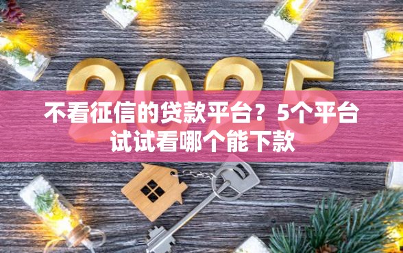 不看征信的贷款平台？5个平台试试看哪个能下款