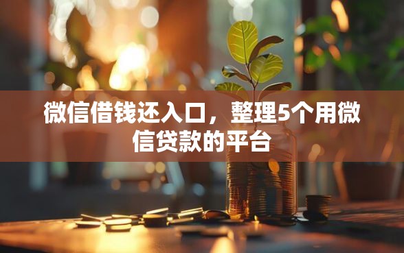 微信借钱还入口，整理5个用微信贷款的平台